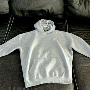 Playboy X Missguided Grey Oversized Bunny Print Hoodie Dress